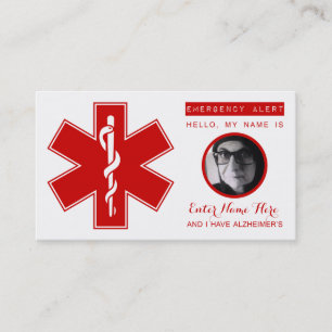 Alzheimer-Notfallkontaktkarte Telefonnummerkarte
