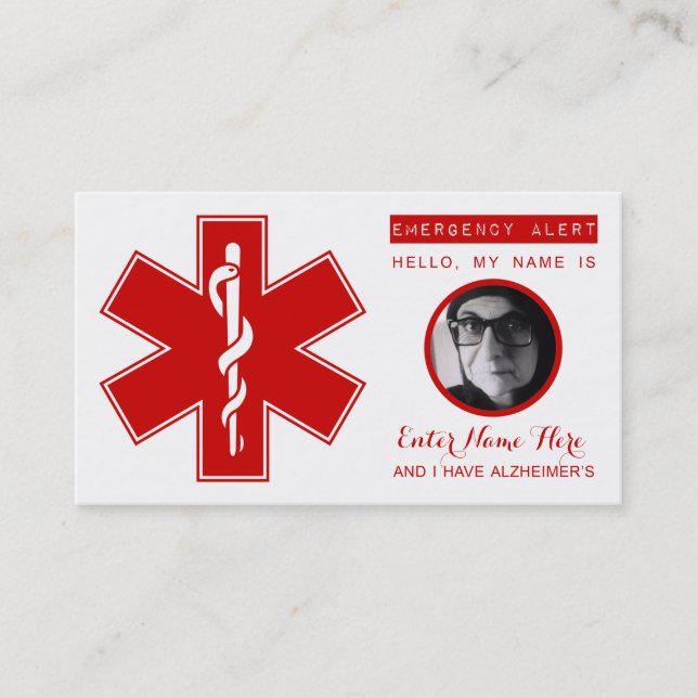 Alzheimer-Notfallkontaktkarte Telefonnummerkarte (Vorderseite)