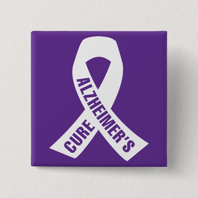 Alzheimer-Ribbon auf Lila Button (Vorderseite)