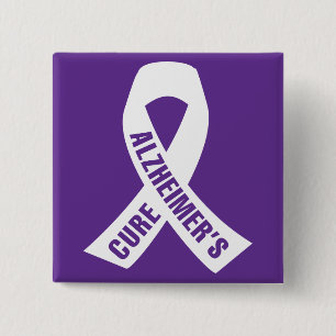 Alzheimer-Ribbon auf Lila Button