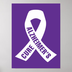 Alzheimer-Ribbon auf Lila Poster