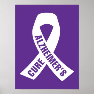 Alzheimer-Ribbon auf Lila Poster