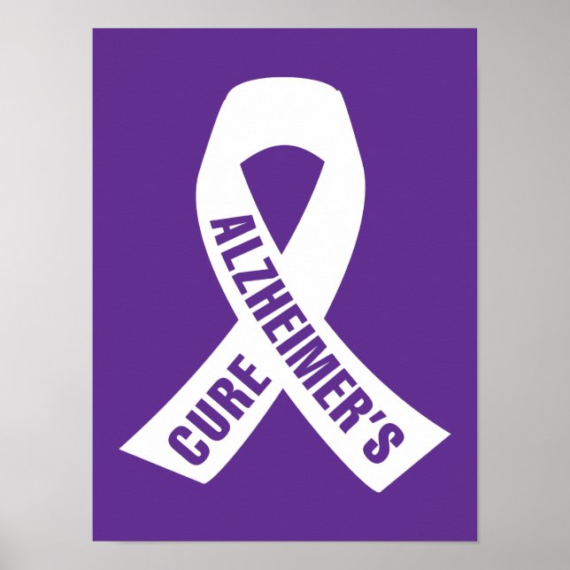 Alzheimer-Ribbon auf Lila Poster (Vorne)