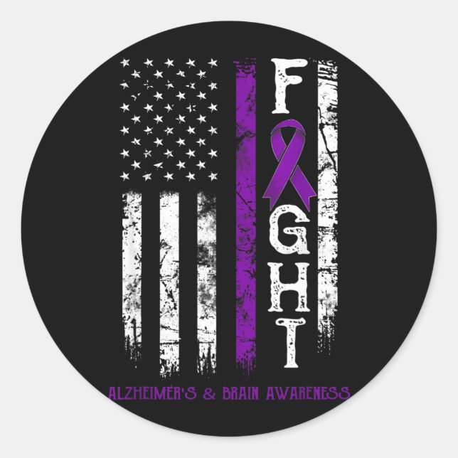 Alzheimer und Brain Warrior US-Flagge Runder Aufkleber (Vorderseite)