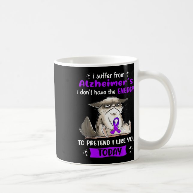 Alzheimerheimer's Awareness Fun Cat leidet Kaffeetasse (Rechts)