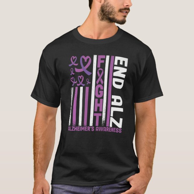 Alzheimers American Flag End Alz Alzheimer's Aware T-Shirt (Vorderseite)