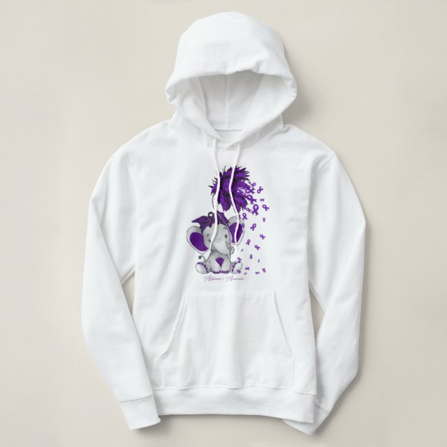Alzheimer's Awareness Awareness Elephant Sonnenblu Hoodie (Design vorne)