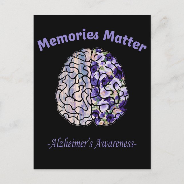 Alzheimers Awareness Blume farbiges Gehirn Postkarte (Vorderseite)