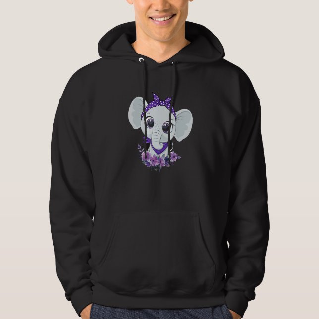Alzheimer's Awareness Elephant Purple Flower Warri Hoodie (Vorderseite)