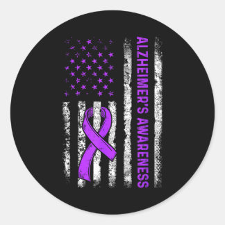 Alzheimer's awareness fight american usa flag runder aufkleber