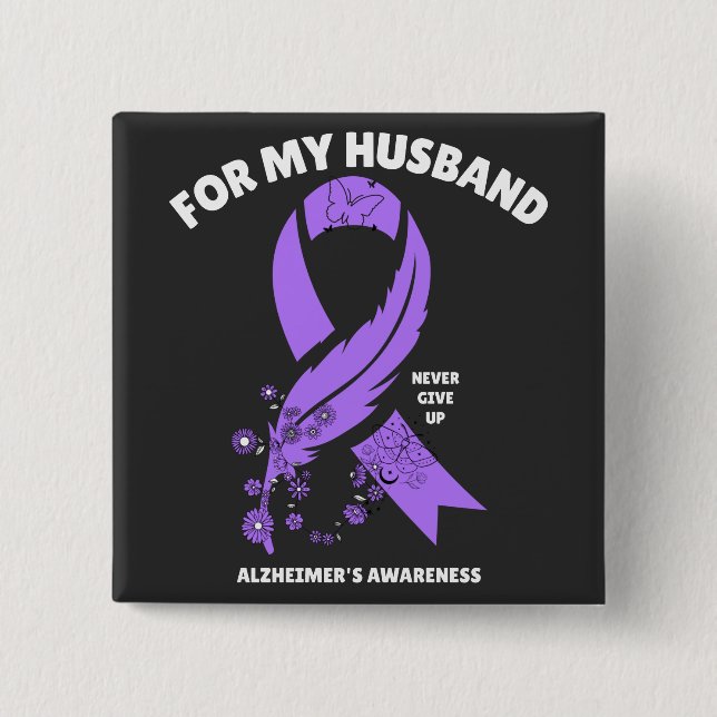 Alzheimer's Awareness - Für mein Ehemann Button (Vorderseite)