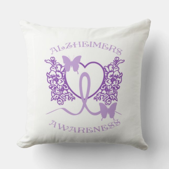 Alzheimers Awareness Lila Butterfly Pillow Kissen (Vorderseite)