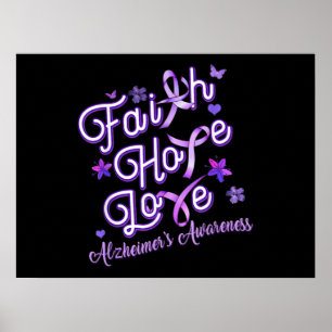 Alzheimer's Awareness Lila Ribbon Products Faith Poster