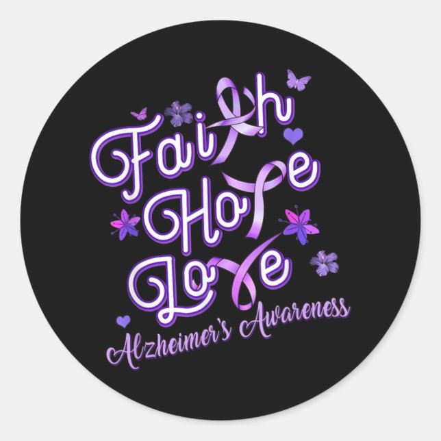 Alzheimer's Awareness Lila Ribbon Products Faith Runder Aufkleber (Vorderseite)