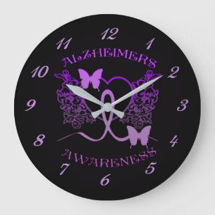 Alzheimers Awareness Purple Butterflies Wall Clock Große Wanduhr
