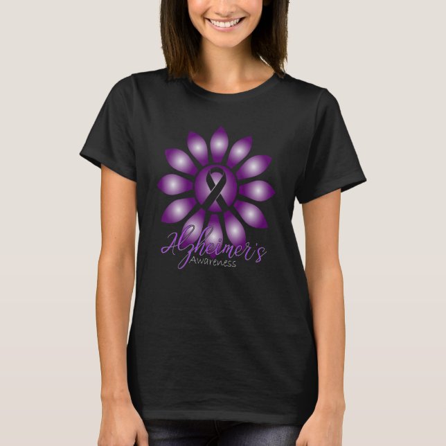 Alzheimer's Awareness Sunflower Purple Ribbon T-Shirt (Vorderseite)