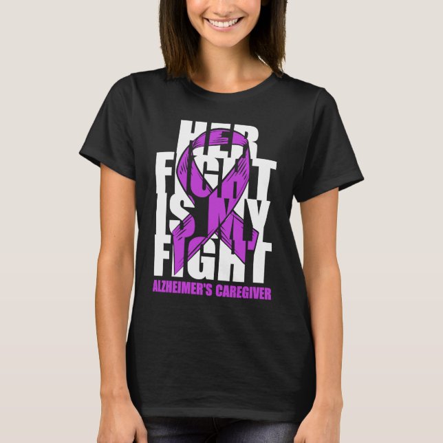 Alzheimer's Caregiver Awareness Purple Ribbon Her  T-Shirt (Vorderseite)