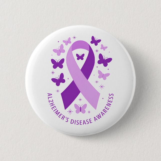 Alzheimer's Disease Awareness Purple Ribbon Button (Vorderseite)