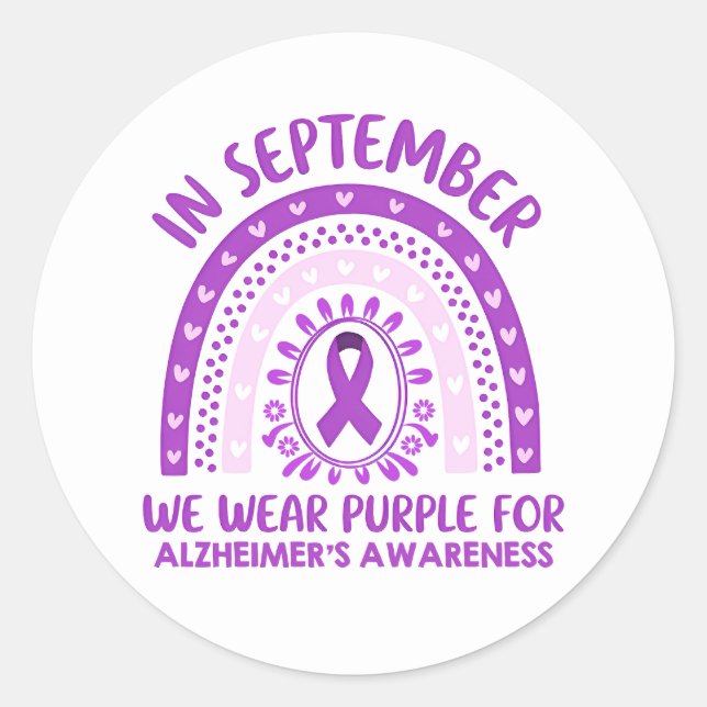 Alzheimer's Disease Awareness Purple Ribbon Runder Aufkleber (Vorderseite)