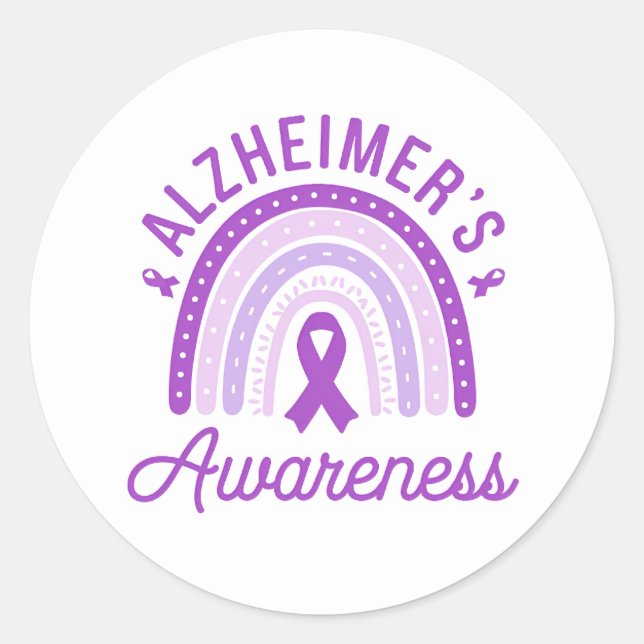 Alzheimer's Disease Awareness Purple Ribbon Runder Aufkleber (Vorderseite)