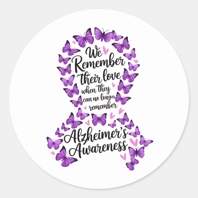 Alzheimer's Disease Awareness Purple Ribbon Runder Aufkleber (Vorderseite)