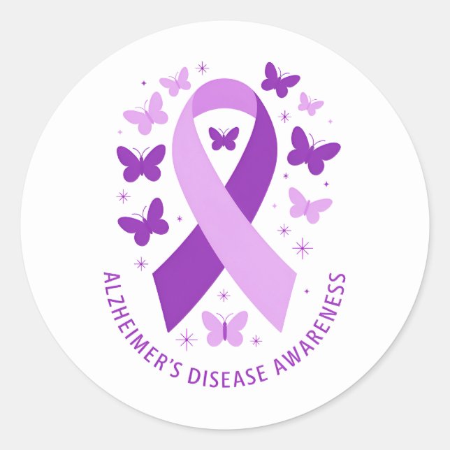 Alzheimer's Disease Awareness Purple Ribbon Runder Aufkleber (Vorderseite)