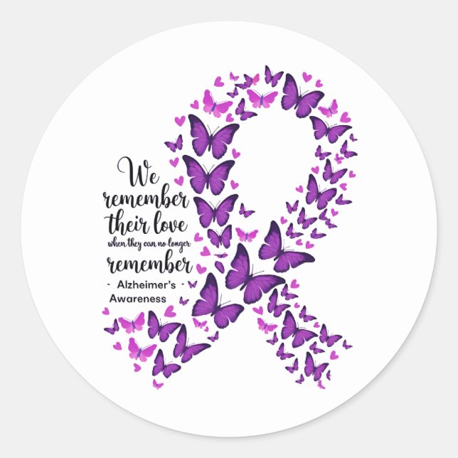 Alzheimer's Disease Awareness Purple Ribbon Runder Aufkleber (Vorderseite)