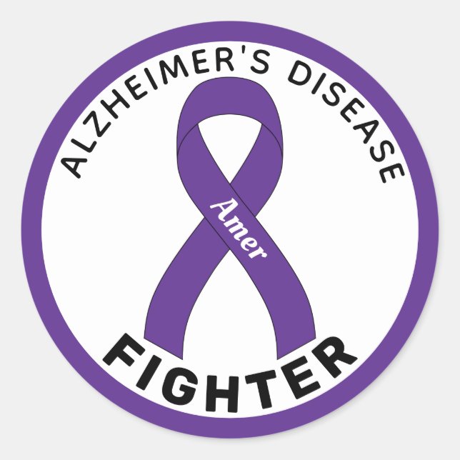 Alzheimer's Disease Fighter Ribbon White Runder Aufkleber (Vorderseite)