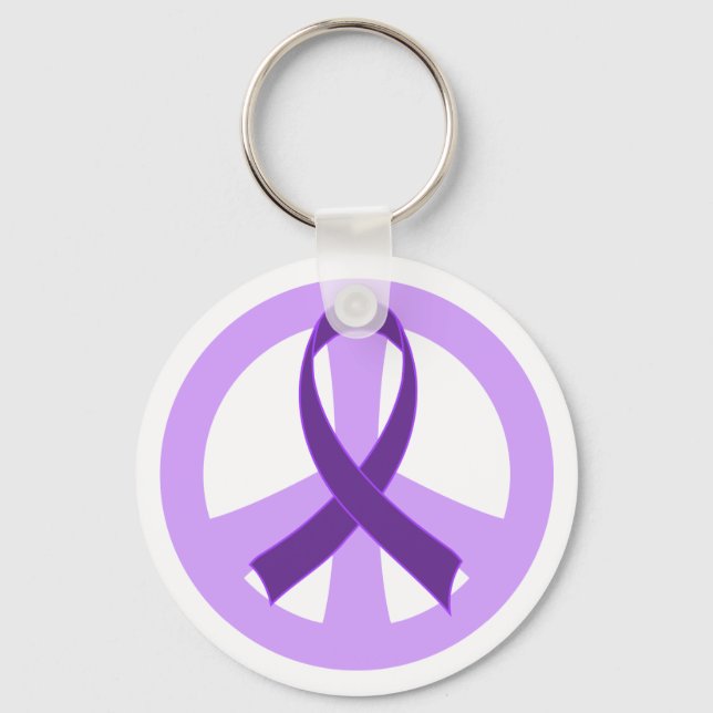 Alzheimers Lila Peace Sign Ribbon Gift Schlüsselanhänger (Vorderseite)