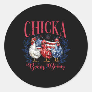 Am 4. Juli Boom im Chicken Boom Indepen Runder Aufkleber