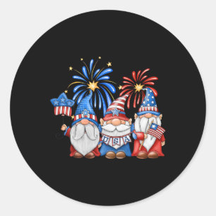 Am 4. Juli feiern amerikanische Gnome Unabhängigke Runder Aufkleber