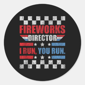 Am 4. Juli Feuerwerk Direktor Ich leite Sie laufen Runder Aufkleber