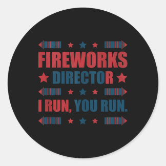 Am 4. Juli Feuerwerk Direktor Ich leite Sie laufen Runder Aufkleber