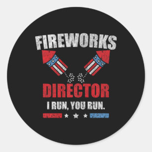 Am 4. Juli Feuerwerk Direktor Ich leite Sie laufen Runder Aufkleber
