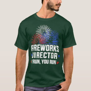 Am 4. Juli Feuerwerk Direktor Ich leite Sie laufen T-Shirt