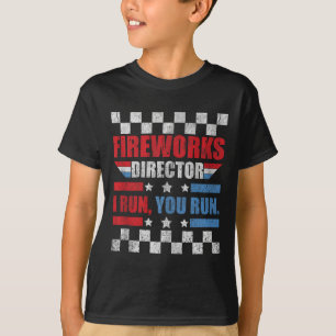 Am 4. Juli Feuerwerk Direktor Ich leite Sie laufen T-Shirt