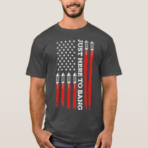 Am 4. Juli Feuerwerk mit US-Flagge und hier. T-Shirt