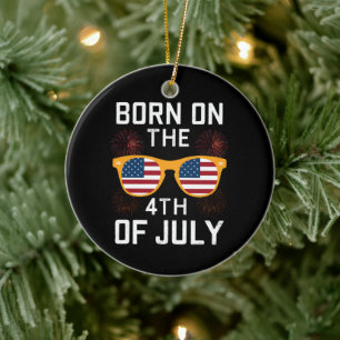 Am 4. Juli Geboren Geburtstags-Sonnenbrille USA Keramik Ornament