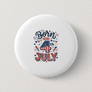 Am 4. Juli geborene patriotische Kinder-Shirt Desi Button