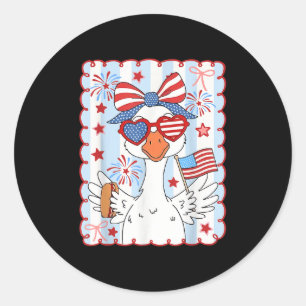 Am 4. Juli Patriotische Alberne Gans Amerikanische Runder Aufkleber