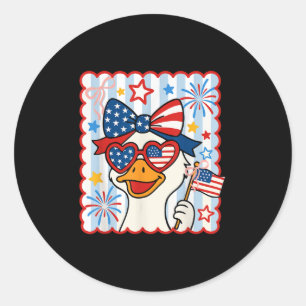 Am 4. Juli Patriotische Alberne Gans Amerikanische Runder Aufkleber