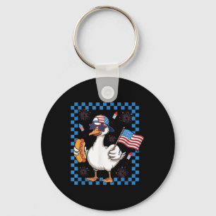 Am 4. Juli Patriotische Alberne Gänse Amerikanisch Schlüsselanhänger