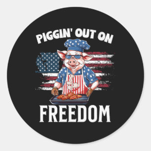 Am 4. Juli Pig Grilling Grillen Party Rbecue Pi Runder Aufkleber