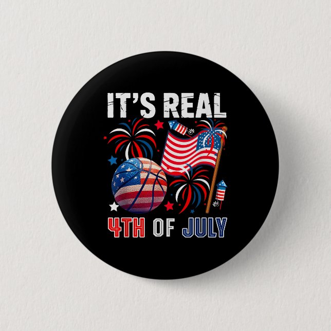 Am 4. Juli spielen Kostüme Basketballgeräte Button (Vorderseite)