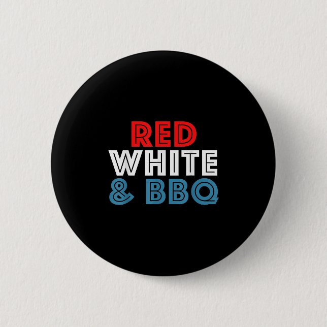 Am 4. Juli Vierte Retro Usa Red White Grillen Button (Vorderseite)