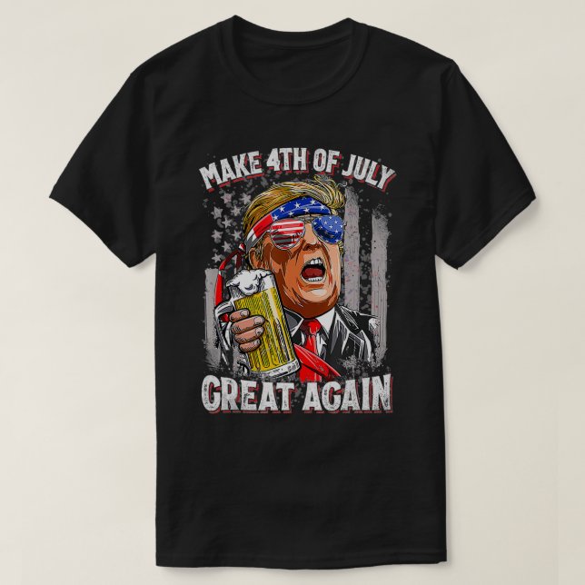 Am 4. Juli wieder viel lustige Trump-Männer trinke T-Shirt (Design vorne)