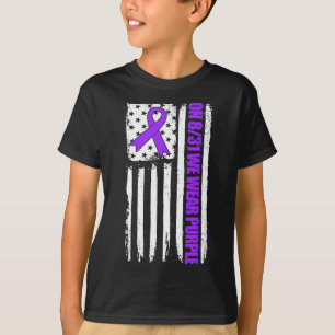 Am 831 tragen wir lila USA-Flagge Drogenüberdosier T-Shirt