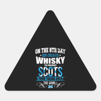 Am 8. Tag erschuf Gott Whiskey-Schotten Dreieckiger Aufkleber