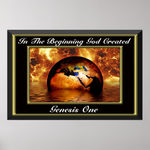 Am Anfang erschuf Gott Genesis Eins Bl Feuer Poster