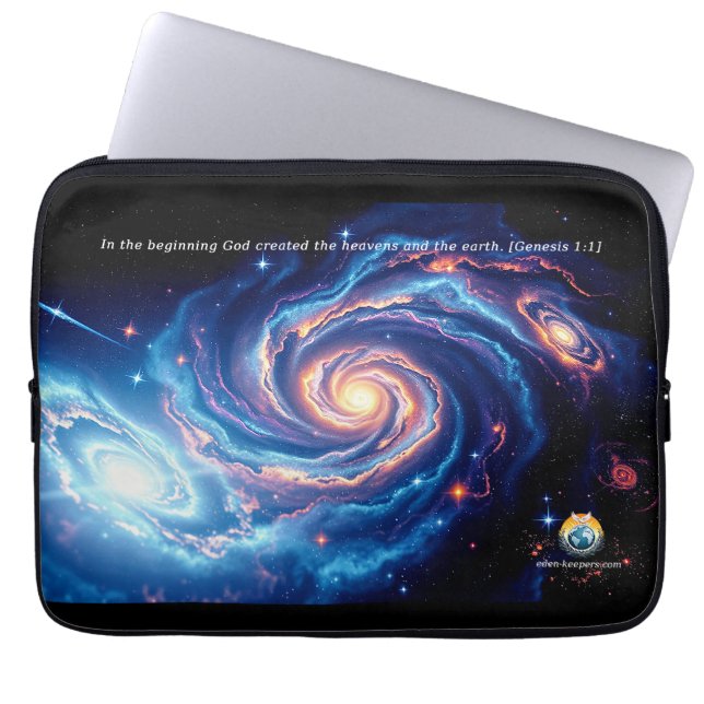 Am Anfang, Gott und Schöpfung Verse Laptopschutzhülle (Vorderseite)